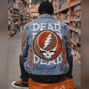 Levi's Vintage Orange Tab Grateful Dead Wharf Leopard Patchwork Trucker Jacket
